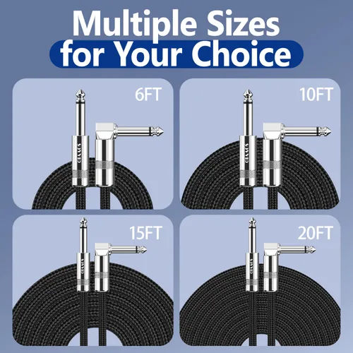 Miniatura 8 de Cable de guitarra de 10 pies para instrumento profesional, cable AMP para guitarra eléctrica, cable TS versión actualizada 1/4 TS para guitarra