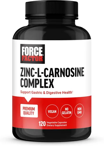 Force Factor Cápsulas de zinc L-carnosina para apoyar la salud gástrica y digestiva, suplemento para la digestión y la hinchazón, vegano, sin OMG,
