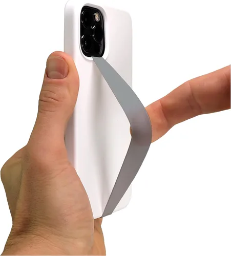 Miniatura 20 de Phone Loops Soporte elástico de silicona para teléfono, correa de mano, ligero, delgado y agarre discreto Negro
