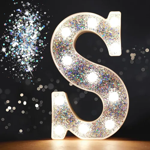 Miniatura 12 de Pooqla - Letras con luces LED para decoraciones de cumpleaños plateadas, letras de marquesina LED para decoración de habitación de adolescentes