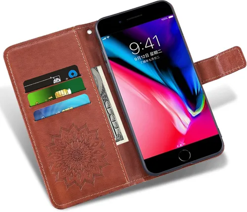Miniatura 3 de Funda de teléfono para iPhone 7plus 8plus 7/8 Plus con protector de pantalla de vidrio templado, funda de cuero con tapa para tarjetero, accesorios