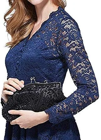Miniatura 6 de Simcat Bolso de mano grande con cuentas de lentejuelas y flores