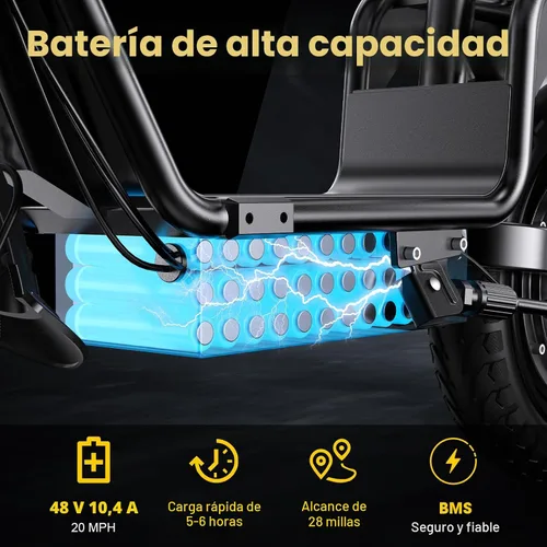 Miniatura 3 de INSDRGN Scooter eléctrico para adultos con asiento, motor pico de 1000 W, 48 V, 10.4 AH, scooter eléctrico plegable, neumáticos de 14 pulgadas, 20