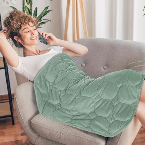 Miniatura 13 de Topblan Manta con peso de 7 libras para adultos, manta con peso pequeña para siestas, relajación, relajación y viajes, agradable al tacto y lavable