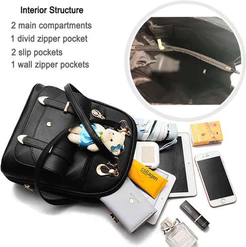 Miniatura 5 de Mochila de cuero para niñas, pequeña, para adolescentes, a la moda, acolchada, tamaño pequeño, para el hombro