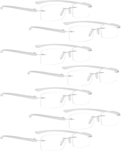 Miniatura 12 de LUR Gafas de lectura paquete de 7 lectores sin montura de lente pequeña (brazo azul)