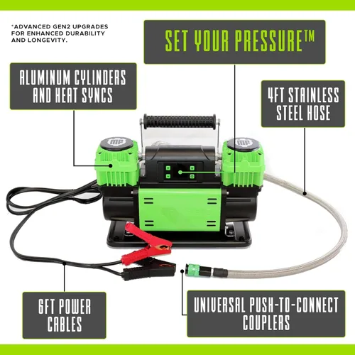 Miniatura 3 de MORRFlate TenSix PSI Pro - Compresor de aire de 12 V, compresor portátil de doble cilindro todoterreno de 10.6 CFM con tecnología PSI Pro, manguera