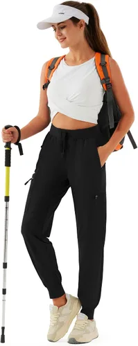 Miniatura 5 de Pantalones deportivos tipo cargo para mujer ligeros de secado rápido para senderismo para exteriores casuales atléticos con bolsillos con cremallera
