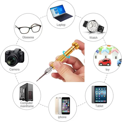 Miniatura 5 de Destornillador para gafas, kit de reparación de gafas mini, destornillador pequeño multifuncional para portátil, reloj (Amarillo)