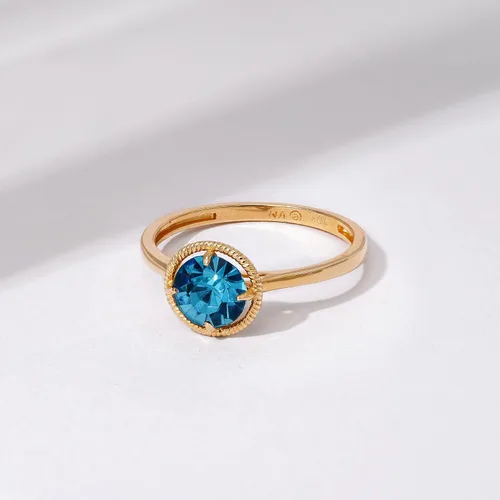 Miniatura 4 de Tienda Essentials Anillo de piedra natal de marzo de cristal importado de oro de 10 quilates (anteriormente colección Tienda)
