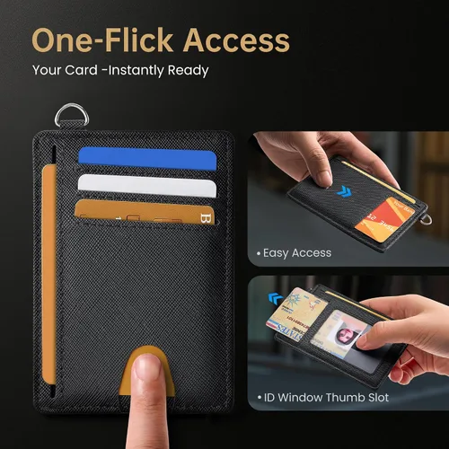 Miniatura 6 de Mayski Cartera delgada minimalista, soporte para tarjetas de crédito para mujeres y hombres, estuches para tarjetas con bloqueo RFID en el bolsillo