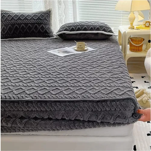 Miniatura 12 de TEVTEV Sábana bajera de felpa de terciopelo de franela extra suave, esponjosa, súper gruesa, cálida y acogedora para invierno, con bolsillo profundo