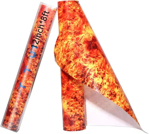 Miniatura 11 de Tintnut Flame HTV Burning Fire - Vinilo de transferencia de calor de 12 x 10 pulgadas, 6 hojas con estampado de fuego HTV de transferencia de calor