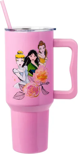 Miniatura 37 de Silver Buffalo Disney Lilo and Stitch Aloha - Vaso de acero inoxidable de doble pared con asa y pajilla, se adapta al portavasos estándar, 40 onzas