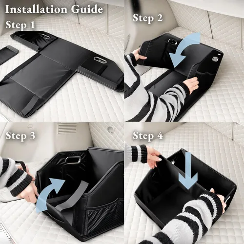 Miniatura 6 de Organizador de almacenamiento para automóvil – Contenedor compacto de cuero PU para maletero, asiento delantero, asiento trasero y piso del automóvil