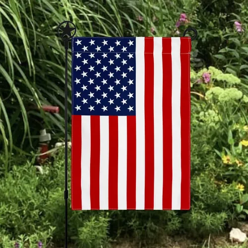 Miniatura 6 de Bandera de jardín del 4 de julio hecha en los Estados Unidos, popelina de polietileno de alta calidad, resistente a la intemperie, doble cara