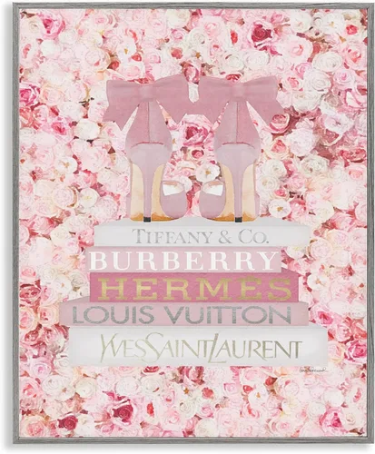 Miniatura 12 de Stupell Industries La moda rosa cura con libros glamorosos y detalles de rosas, diseño de Amanda Greenwood - Arte de pared enmarcado en blanco, 11 x