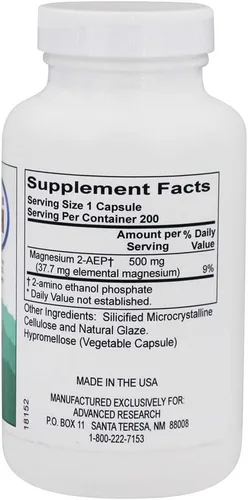 Miniatura 2 de Advanced Research - 2-AEP Magnesio 500 mg. - 200 cápsulas vegetales