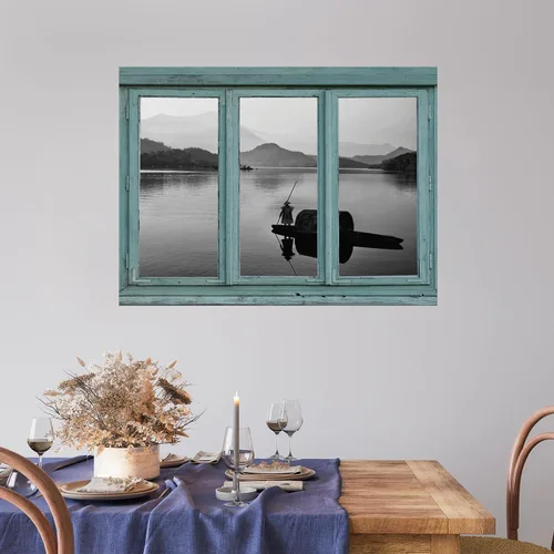 Miniatura 16 de wall26 Adhesivo decorativo para pared, diseño de oso y mariposa fuera de una ventana abierta, no se pega ni se pega, papel tapiz no tejido