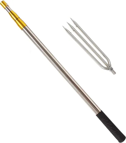 Miniatura 9 de Brazo de pesca telescópico de 6.2 pies con 3 dientes, gancho de pesca telescópico de acero inoxidable con tornillo de 8 mm, arpones barbados