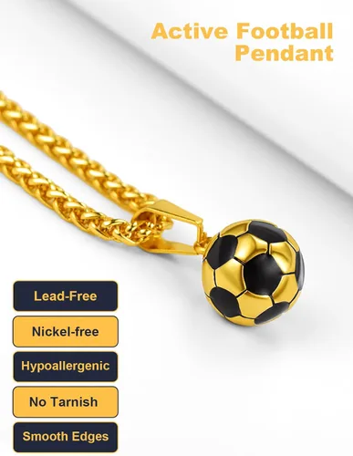 Miniatura 5 de U7 Cadena de fútbol americanobéisbol para hombre, acero inoxidable, chapado en oro de 18 quilates, collar de zapatos deportivos para correr
