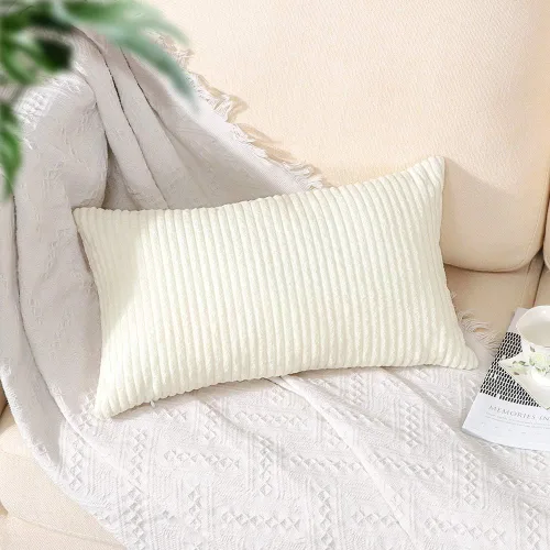 Miniatura 337 de Artscope Fundas de Almohada de Pana a Rayas Acogedoras Súper Suaves Decorativas Cuadradas Fundas de Cojín para Sofá Sillón Dormitorio Decoración