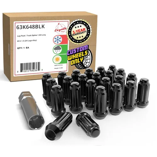 Wheel Accessories Parts 24 tuercas de rosca M14x1.5 14x1.5 de 2.00 pulgadas de largo, 6 ranuras hexagonales para Chevy Silverado 1500 Ford F150 GMC
