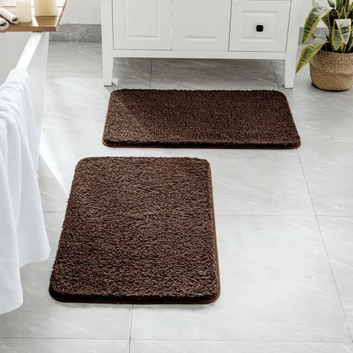 Miniatura 74 de MIULEE Juego de 2 alfombras de baño antideslizantes peludas extra gruesas y suaves, alfombrillas de baño de microfibra suave absorbente de agua
