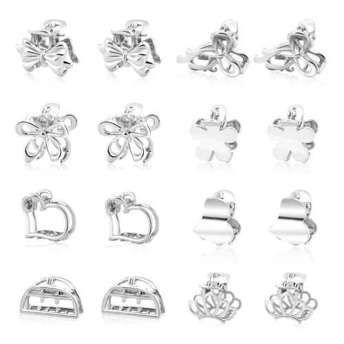Miniatura 8 de CWJCYTNSN 16 unidades de pequeñas pinzas para el cabello para mujeres y niñas, mini pinzas de flores de cristal, pinzas de metal lindas de 0.8
