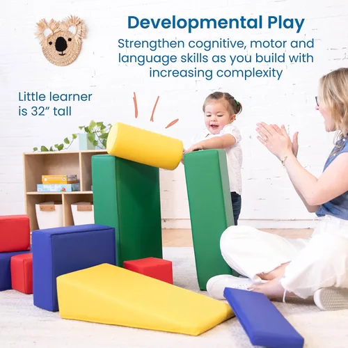 Miniatura 4 de ECR4Kids SoftZone Bloques de construcción blandos, formas de espuma, surtido, 16 piezas