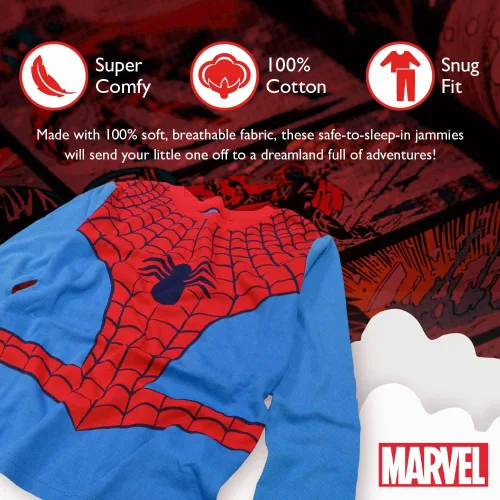 Miniatura 2 de Marvel Boys' 6-piece Snug-fit Cotton Pajama Set, Soft & Cute for Kids, Comfortable Nightwear