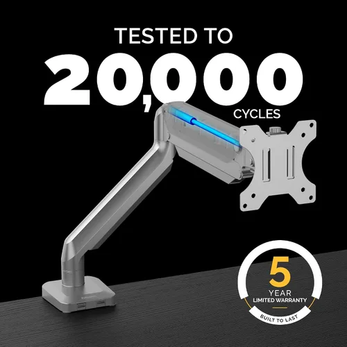 Miniatura 7 de Fellowes Platinum Series - Brazo de monitor único para monitores de 40 pulgadas, movimiento completo, rotación de 360°, montaje VESA con ojal o Plata