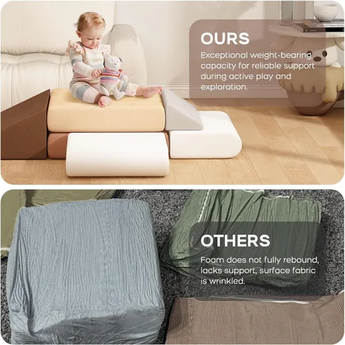 Miniatura 6 de BanaSuper Bloques de espuma de escalada para niños, juego modular de 7 piezas para niños pequeños, bloques de espuma de juego suave, juguetes