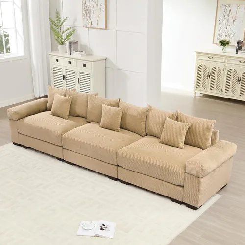 Miniatura 50 de Sofá modular de gran tamaño de 117.3 pulgadas, sofás modulares grandes de pana para sala de estar, sofás de 3 plazas, moderno juego de sofá de Blanco