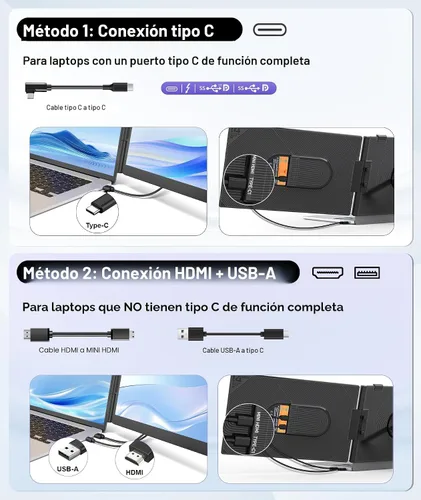 Miniatura 7 de Extensor de pantalla para portátil de 1.87 libras, ultraportátil y ultra delgado, 14.2 pulgadas, FHD 1080P, monitor portátil dual para portátil