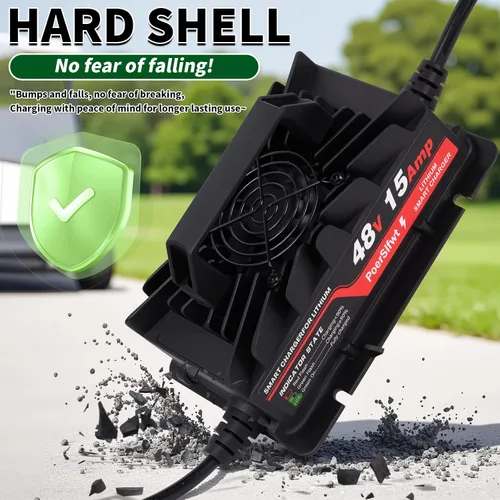 Miniatura 4 de Cargador de batería de litio de 58.4V 15A para paquetes de baterías Lifepo4 de 48 V con conector M8 impermeable, indicador LED, 6 protecciones