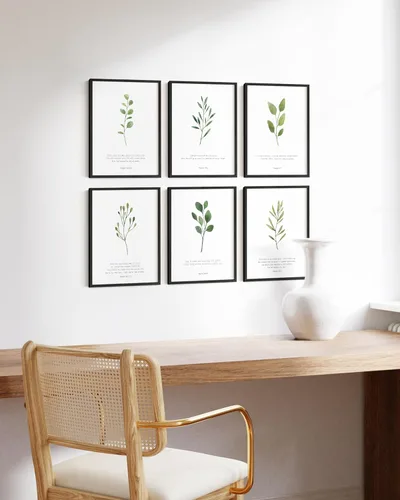 Miniatura 4 de HAUS AND HUES Decoración de pared con versículos bíblicos, juego de 6 impresiones de las Escrituras cristianas, arte inspirador de versículos Sin