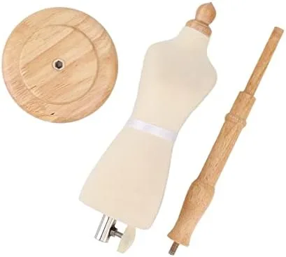 Miniatura 3 de Eujgoov Maniquí de vestido femenino de muñeca, forma de vestido de costura, forma de vestido femenino, forma de torso, madera de haya con base