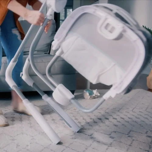 Miniatura 5 de Ingenuity Anyway Sway - Columpio portátil plegable de 5 velocidades y asiento infantil multidireccional con vibraciones, sonidos de la naturaleza