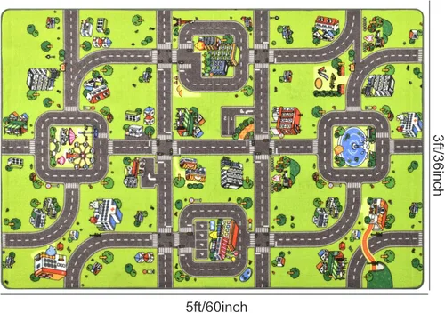 Miniatura 2 de Terrug Alfombra infantil para sala de juegos, antideslizante, lavable, mapa educativo de la ciudad para el aula, alfombra