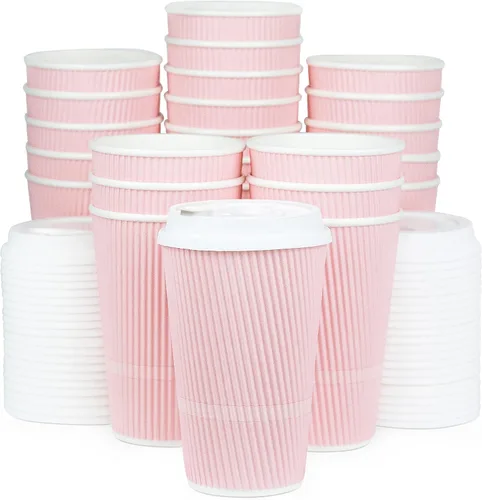 Miniatura 6 de Tazas de café desechables con tapas, taza de café de 16 onzas (paquete de 70). Las tazas de viaje grandes mantienen la forma con bebidas frías