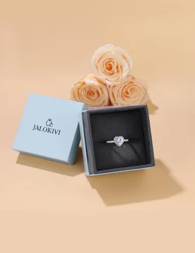 Miniatura 7 de JALOKIVI 1.4CT 925 Sterling Silver Engagement Rings for Women Heart Cut Halo Cubic Zirconia Promise Rings for Her Size 4-12