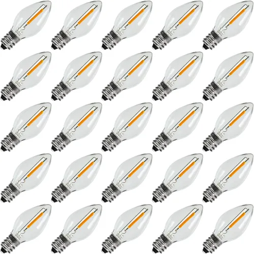 Miniatura 10 de KGC Paquete de 25 bombillas LED C7 para luces de Navidad, bombillas LED C7 irrompibles para luces de Navidad al aire libre, 0.6W, equivalente a 7W