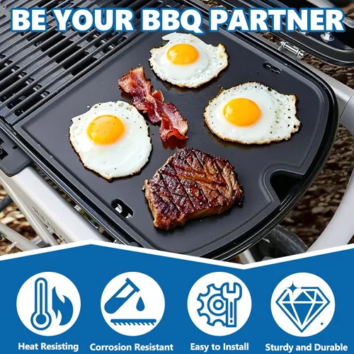 Miniatura 6 de SafBbcue 7034 Plancha de cocción de hierro fundido de repuesto para accesorios de parrilla de gas portátil Weber 9010001 Traveler, para inserto