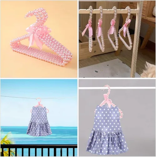 Miniatura 4 de Toddmomy Perchas para bebés, 5 piezas de perlas, perchas para ropa con cuentas, perchas para ropa de vestir y pantalones, perchas para armario
