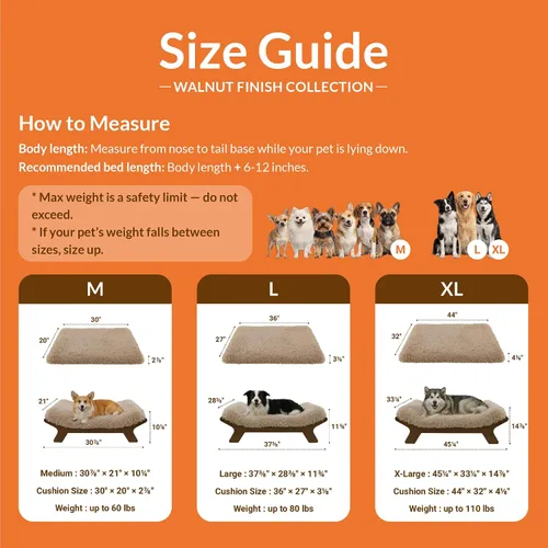 Miniatura 7 de Muihood Marco de cama elevado de madera para perro y colchón de espuma para jaula de huevos, lujoso adecuado para mascotas de hasta 60 libras
