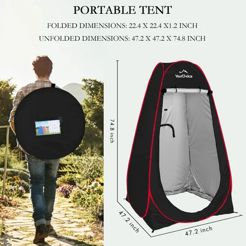Miniatura 2 de Your Choice Tienda de Ducha Emergente de Privacidad - Tienda de Cambio Portátil para Camping, Playa y Senderismo - 6.2 Pies Ligera con Bolsa de Negro