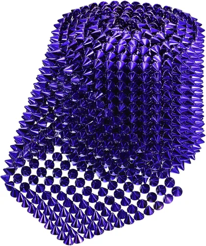 Miniatura 3 de uxcell 1 yarda de puntada en cono de punta, 12 filas de plástico con parte trasera plana, remache punk, cinta para manualidades, bolsos, decoración