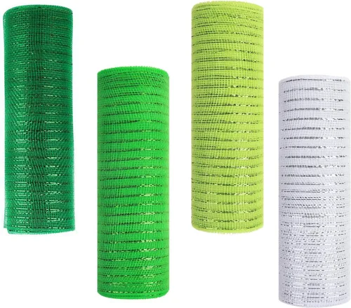 Miniatura 14 de 4 rollos de cinta de malla decorativa para decoración de coronas, 10 pulgadas x 30 pies, rollo de malla decorativa de San Valentín, suministros