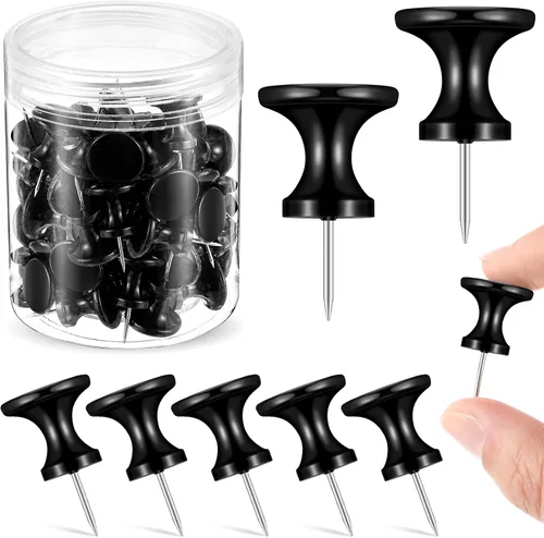 Miniatura 12 de Outus 100 pines gigantes para pulgares grandes, cabezales de plástico, de 1 pulgada, para tablero de corcho, mapas, pósteres de oficina y escuela